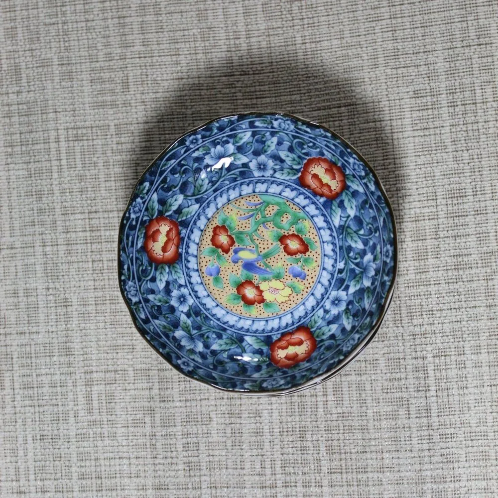 Set of 6 Asahi Japanese Elegant Ceramic Blue Small Dessert Plates 4.75